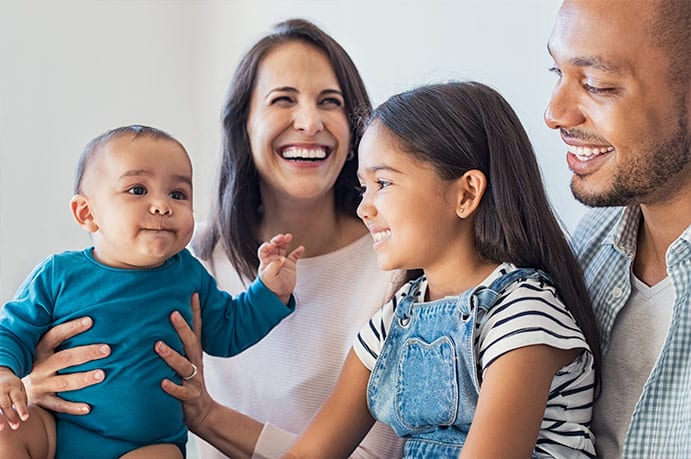 Photo of mixed family with children